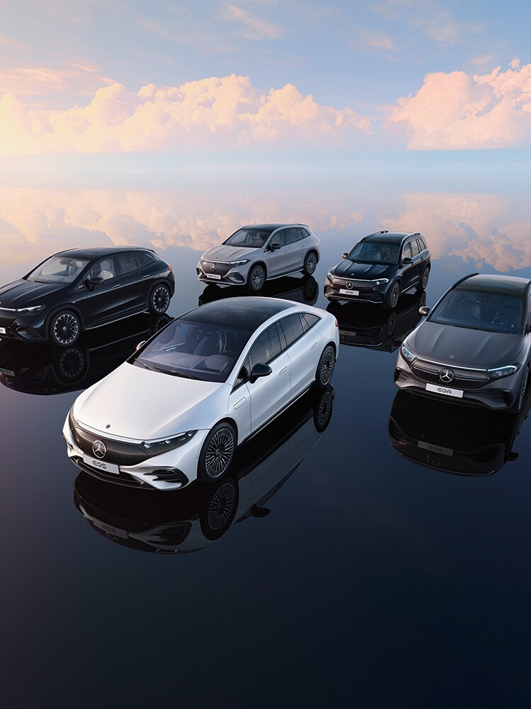 Die Palette der Elektrofahrzeuge von Mercedes-Benz.