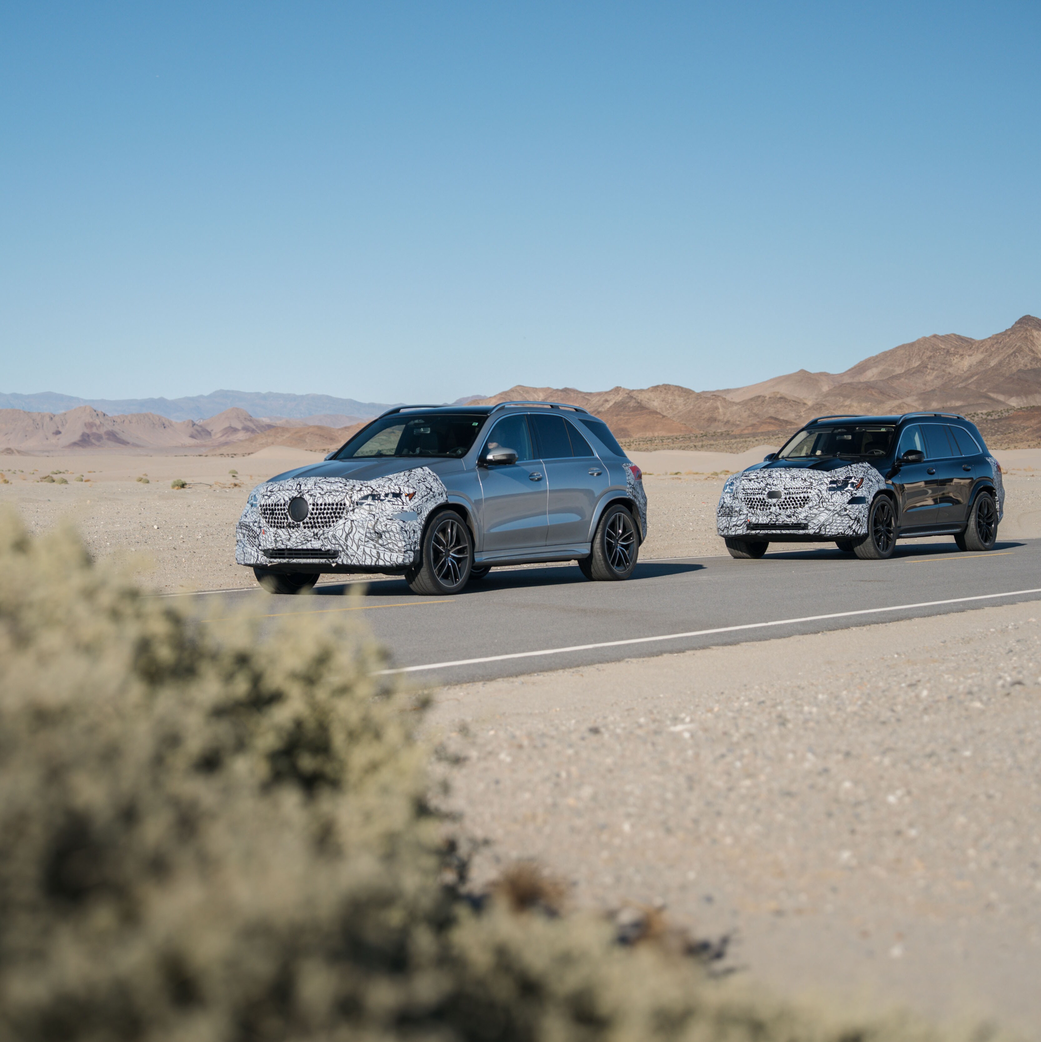 Le nouveau GLE et le GLS en essai routier au Nevada