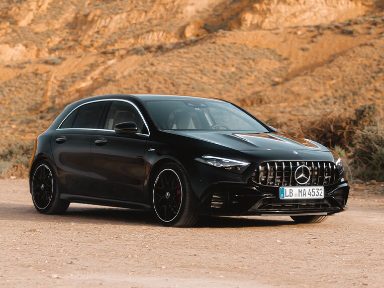 La nouvelle Mercedes-AMG Classe A dans une vue 3/4 avant.
