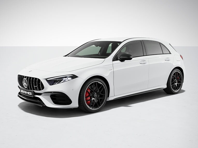 Das Exterieur der Mercedes-AMG A-Klasse mit AMG Night-Paket.