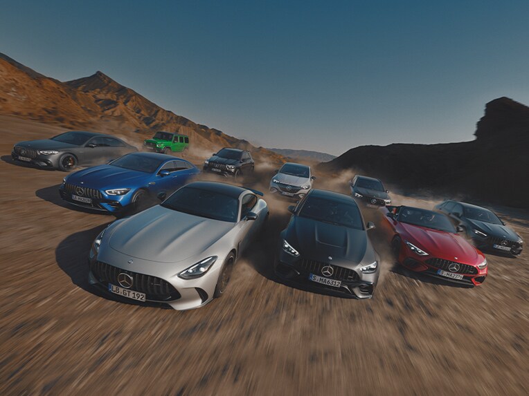 Photo de groupe des modèles Mercedes-AMG.