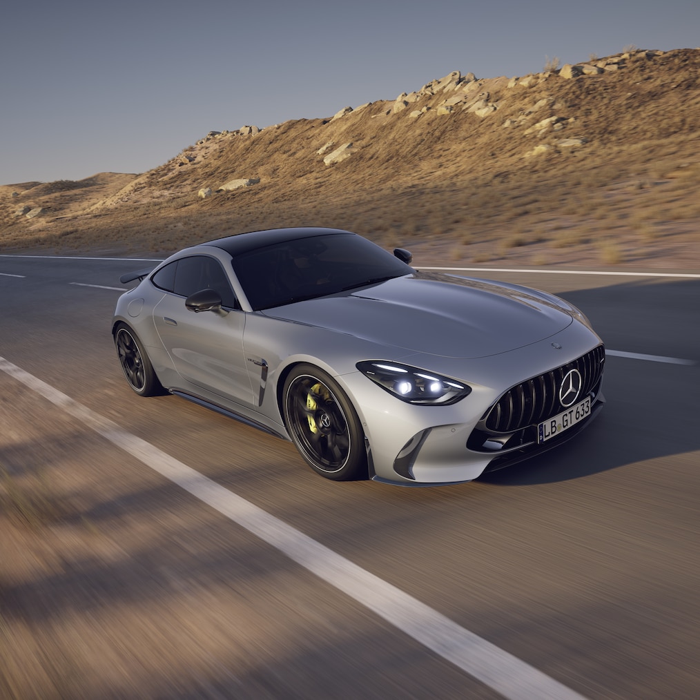 Seitenansicht des Exterieurs des Mercedes-AMG GT 63 Coupés.