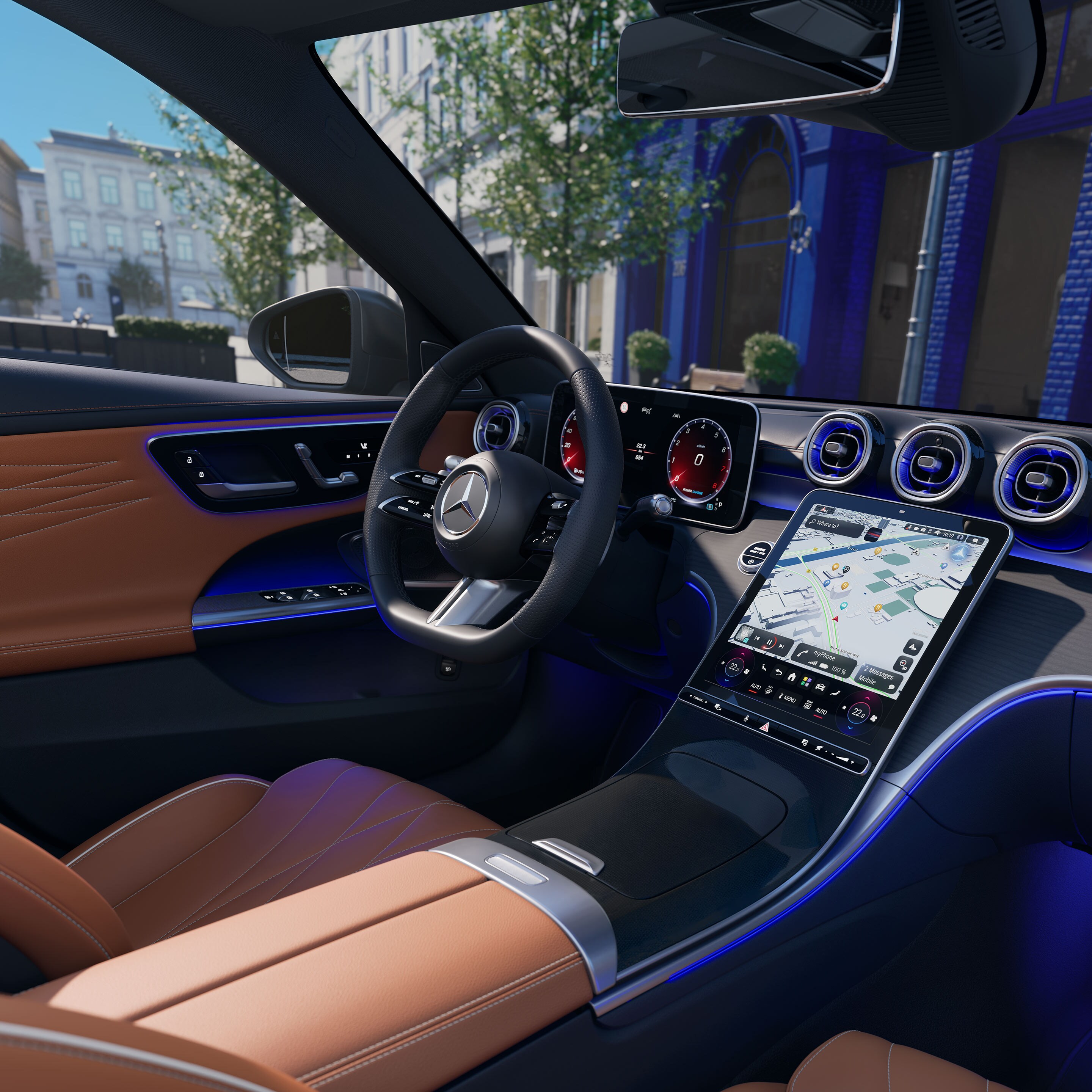 Das Interieur der neuen C-Klasse Limousine von Mercedes-Benz.