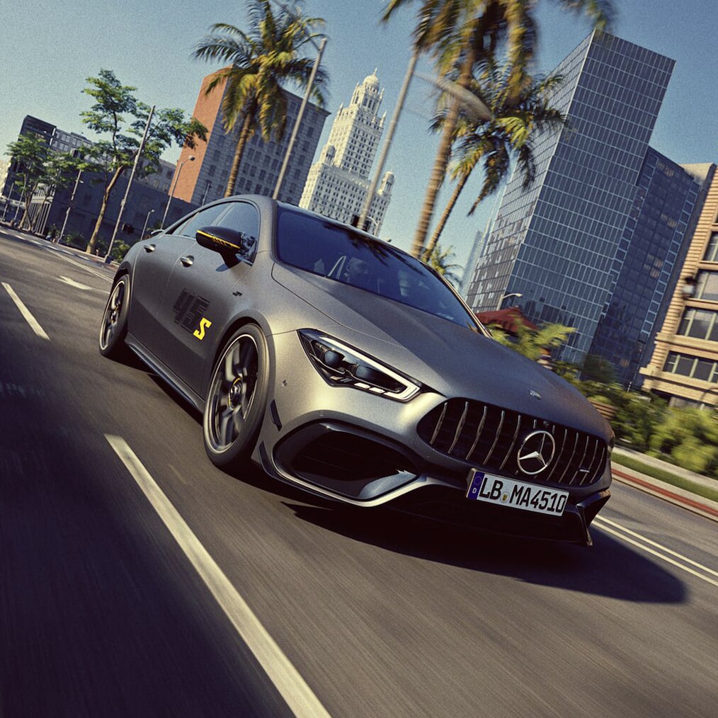 La Mercedes-AMG CLA&nbsp;45&nbsp;S 4MATIC+ Coupé Final Edition en gris montagne MAGNO ou noir nocturne MANUFAKTUR.