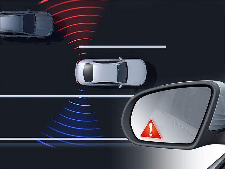 L'assistant d'angle mort dans la Mercedes-Benz CLA Coupé.