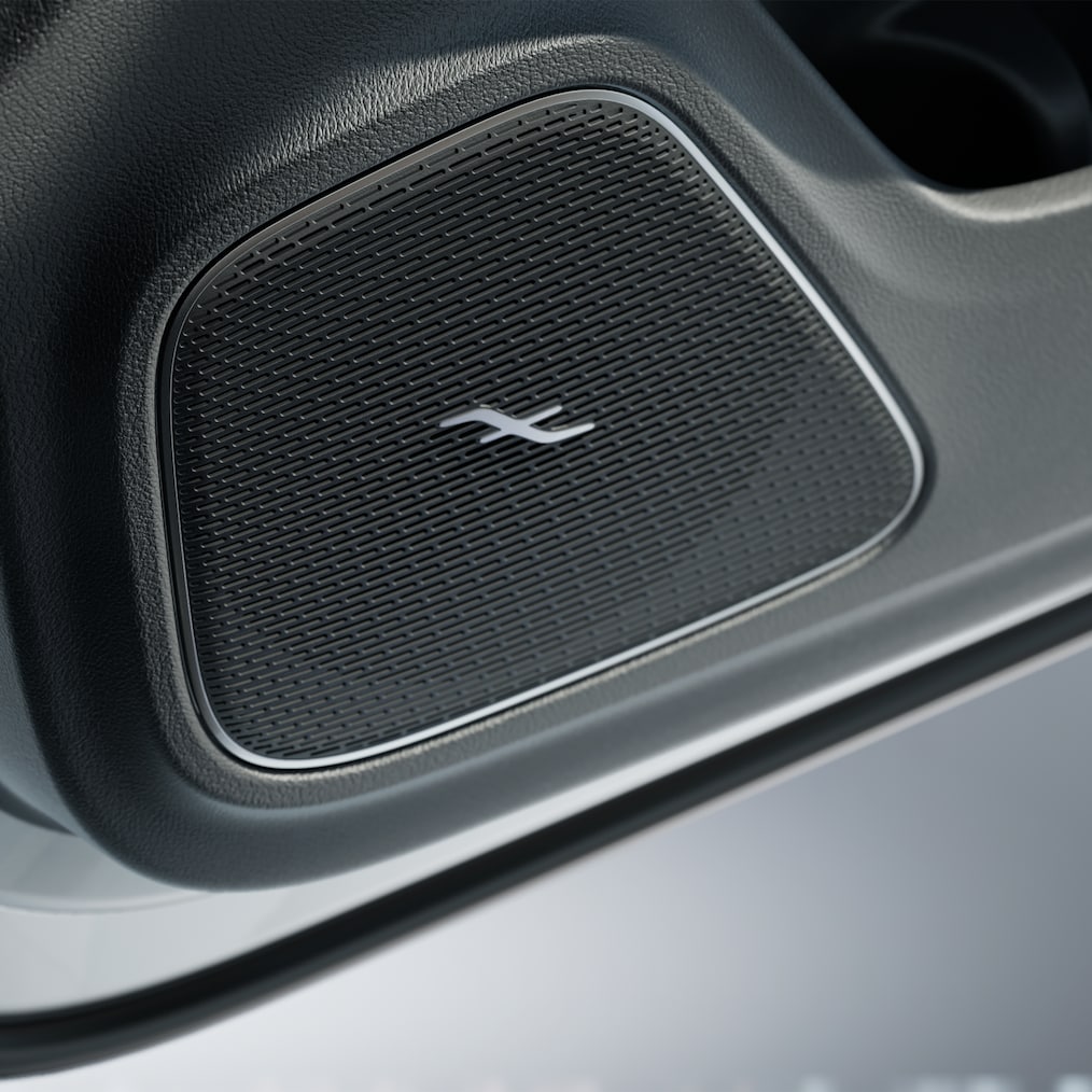 Nahaufnahme eines Lautsprechers des Burmester® Surround-Soundsystems.