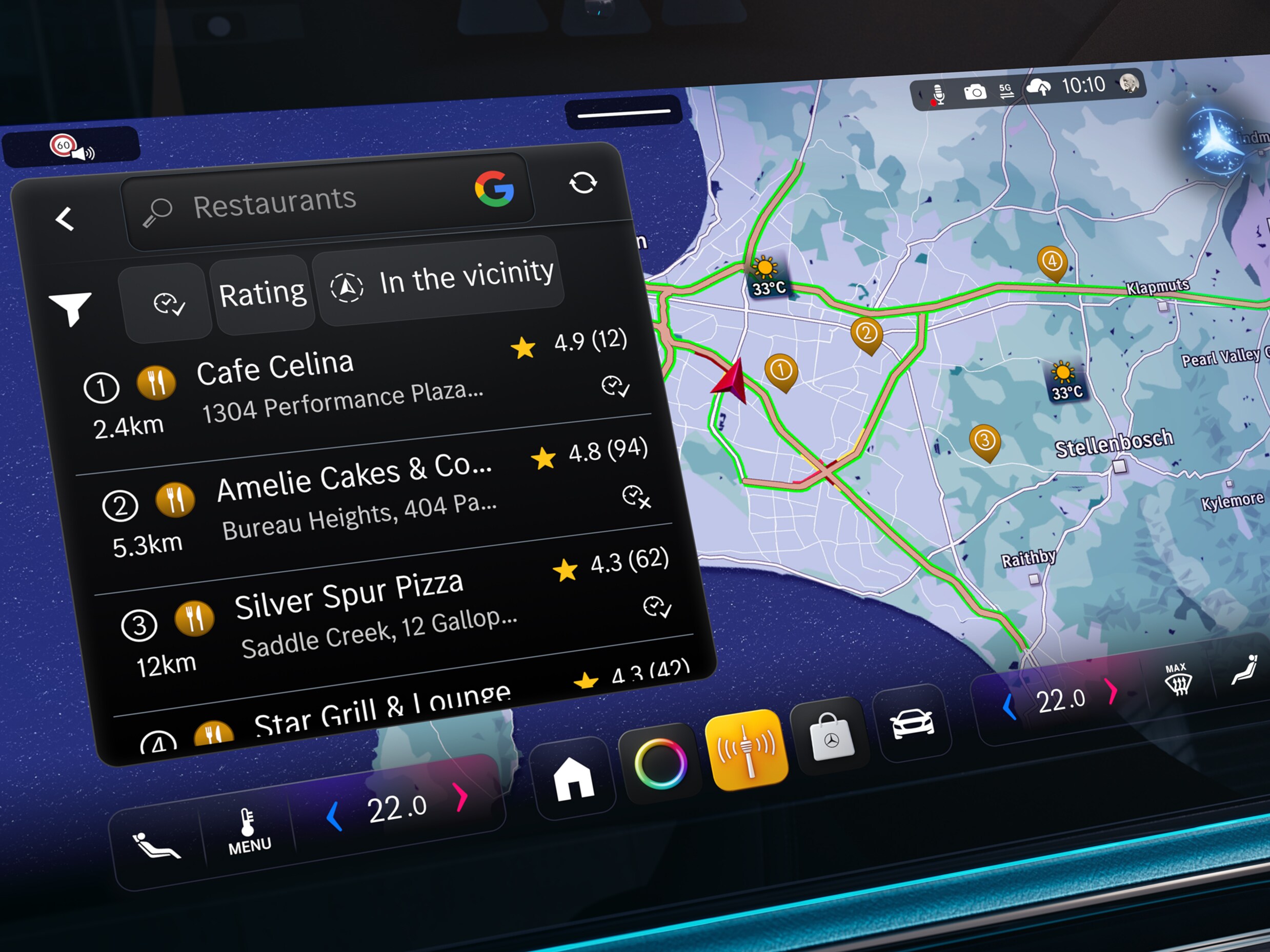 Navigation Google du CLA de Mercedes-Benz.