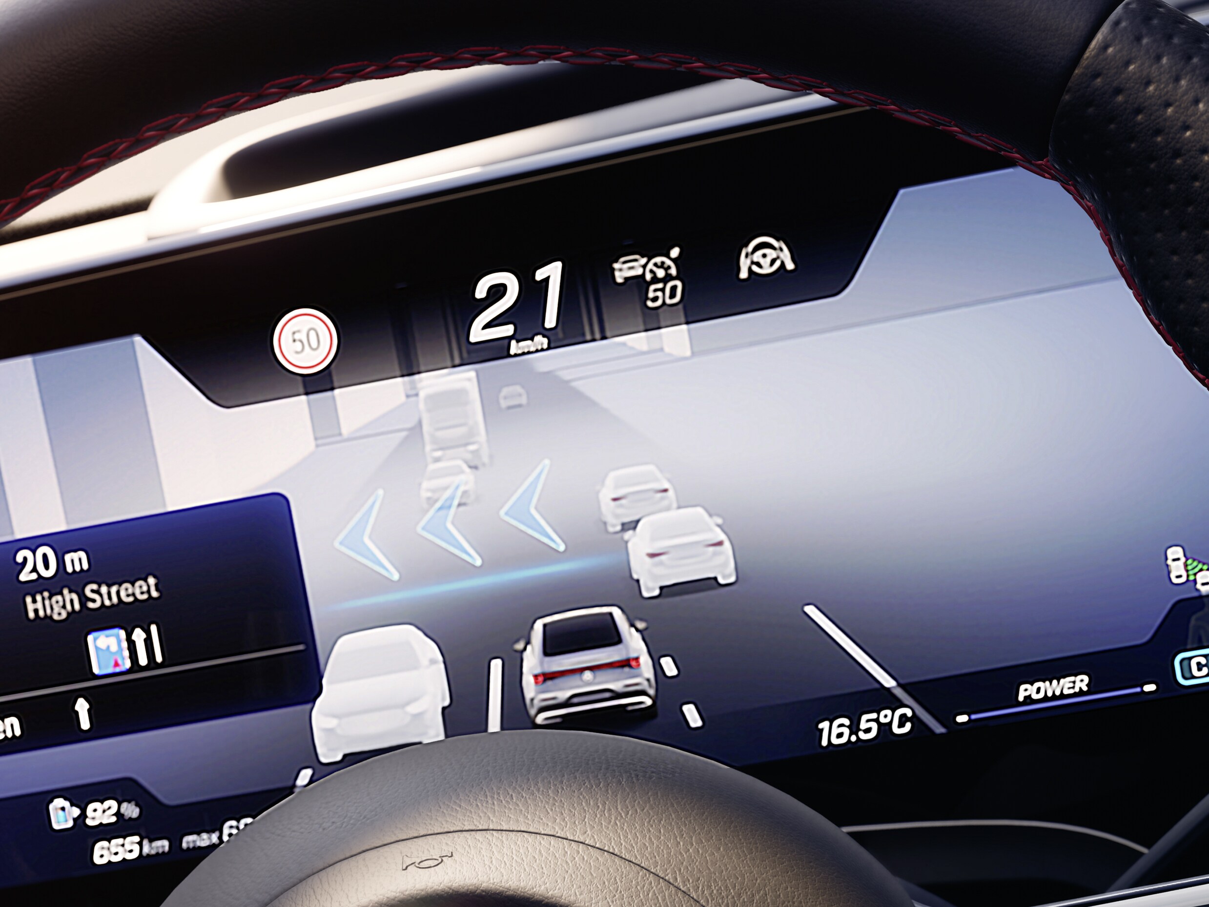 Le système de navigation surround MBUX du CLA avec technologie EQ de Mercedes-Benz.