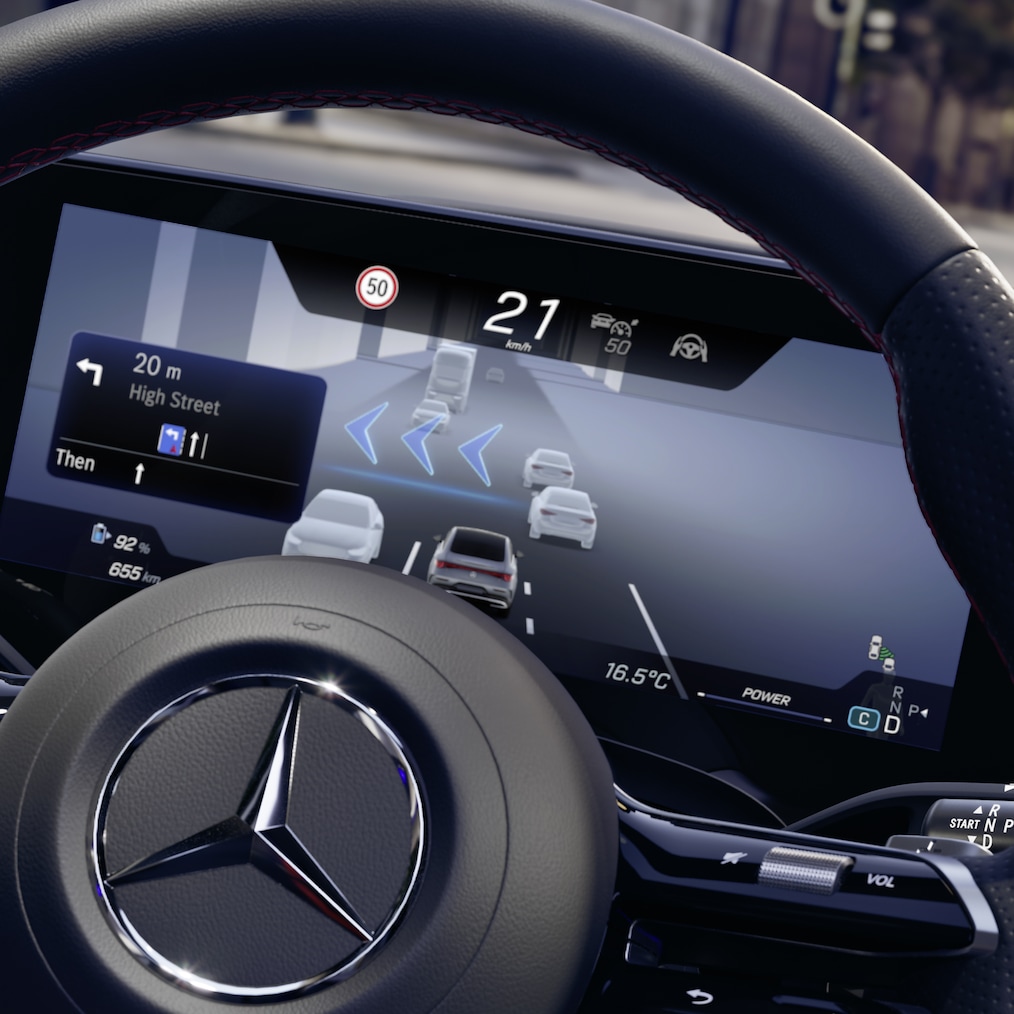 Superscreen MBUX avec cartes de navigation dans le tout nouveau CLA Shooting Brake.