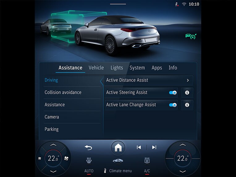 Le Pack Assistance à la conduite Plus du CLE Cabriolet de Mercedes-Benz.