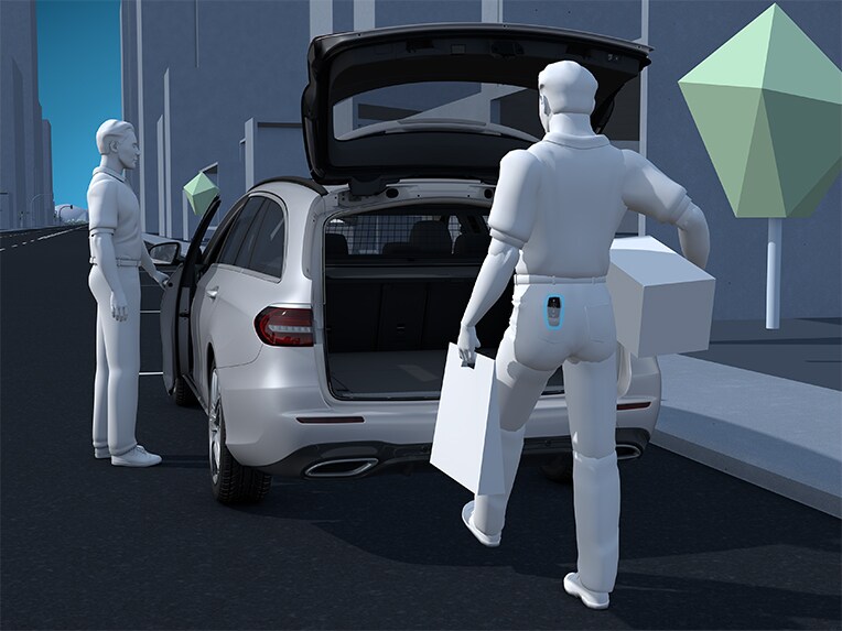 Illustration du fonctionnement du Pack Confort KEYLESS-GO dans la Mercedes-Benz CLE Coupé.