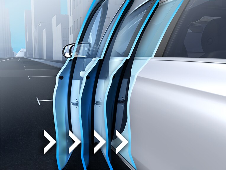La fermeture assistée des portes dans la Mercedes-Benz CLS.