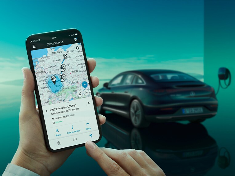 Eine Veranschaulichung des Navigation mit Electric Intelligence Dienstes.