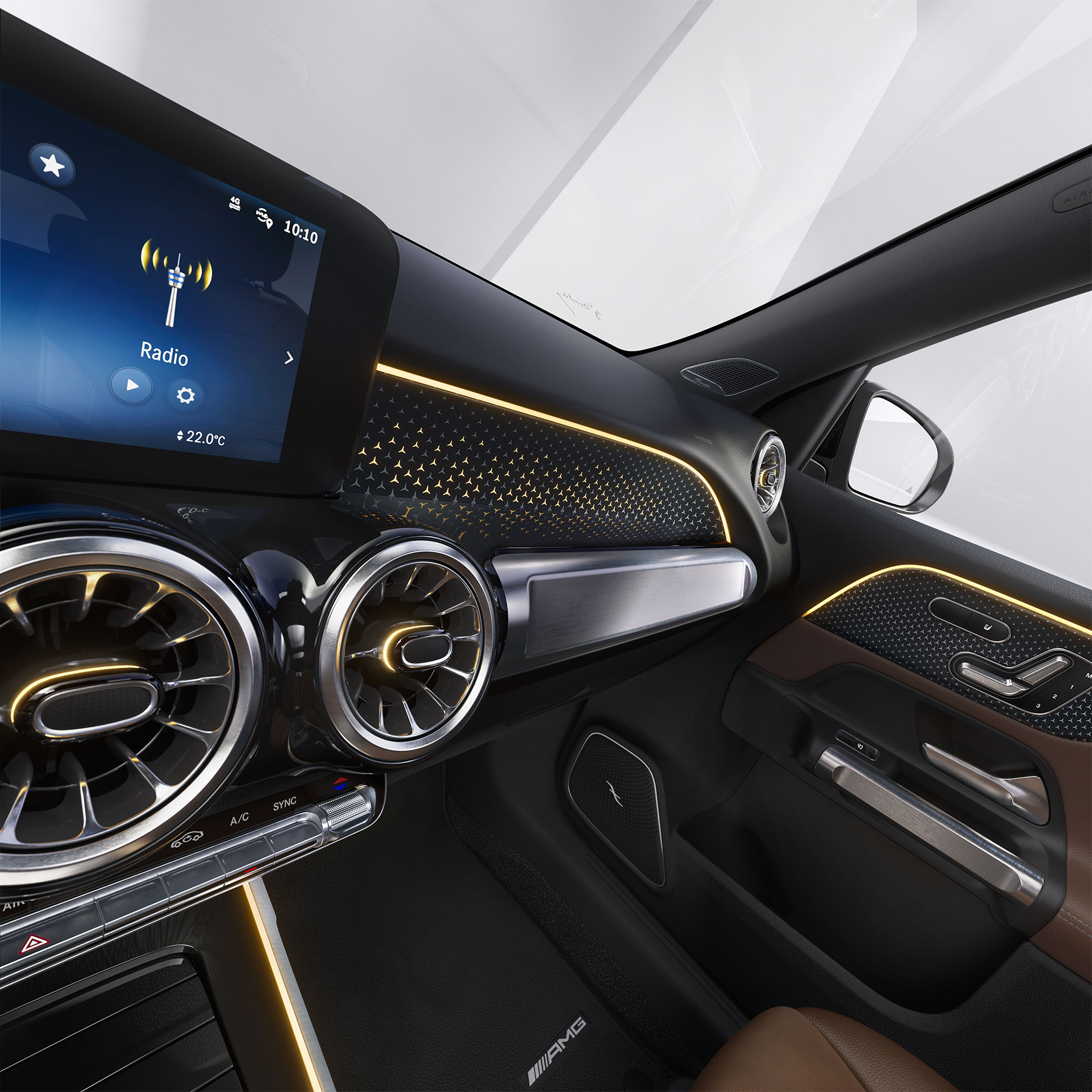 Versicherung | Mercedes-Benz GLB | Finanzdienstleistungen Detailaufnahme des Innenraums des GLB von Mercedes-Benz mit eigenem Versicherungsschutz.