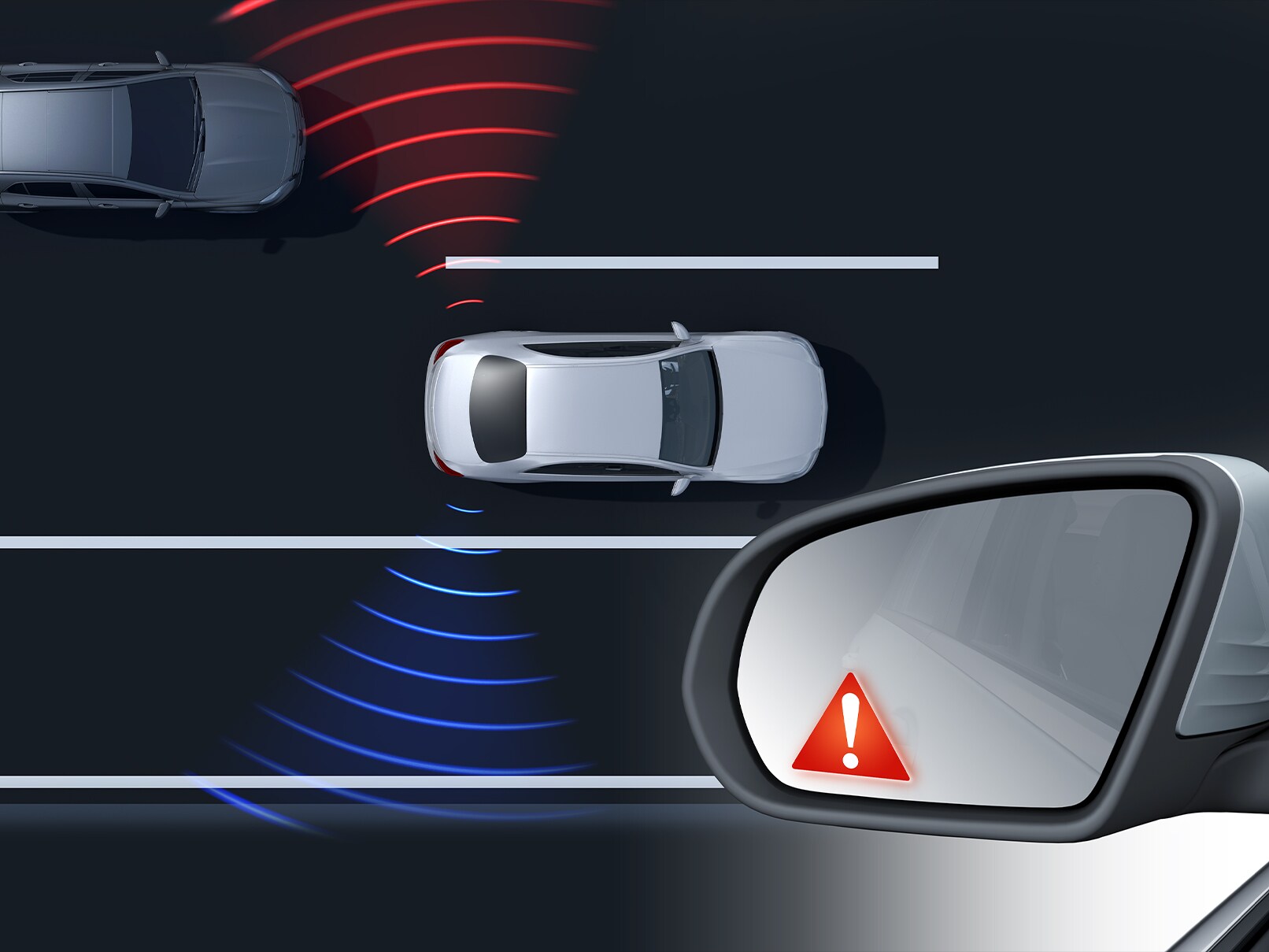 Die Funktionsweise des Totwinkel-Assistenten im Mercedes-Benz GLC Coupé.