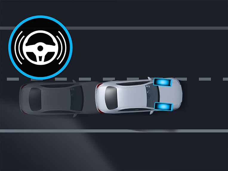 Die Funktionsweise des Aktiven Spurhalte-Assistenten im Mercedes-Benz GLC Coupé.