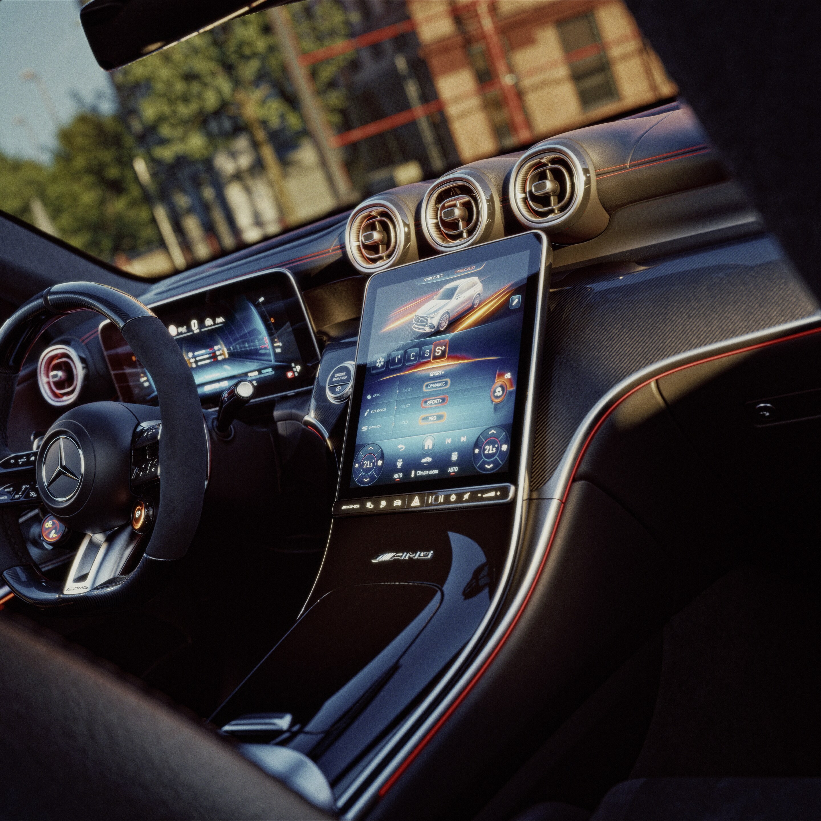 Das Interieur des neuen Mercedes-AMG GLC SUV.