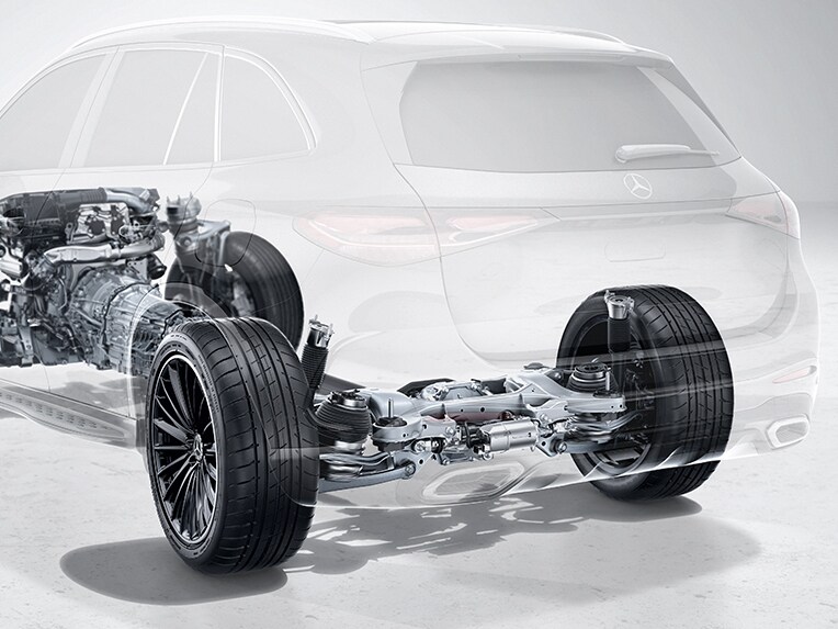 Technische Darstellung von AIRMATIC im neuen GLC SUV von Mercedes-Benz.