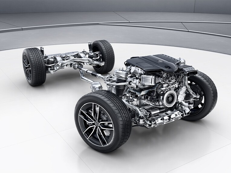 Der Antriebsstrang des Mercedes-Benz GLE mit dem Allradantrieb 4MATIC.