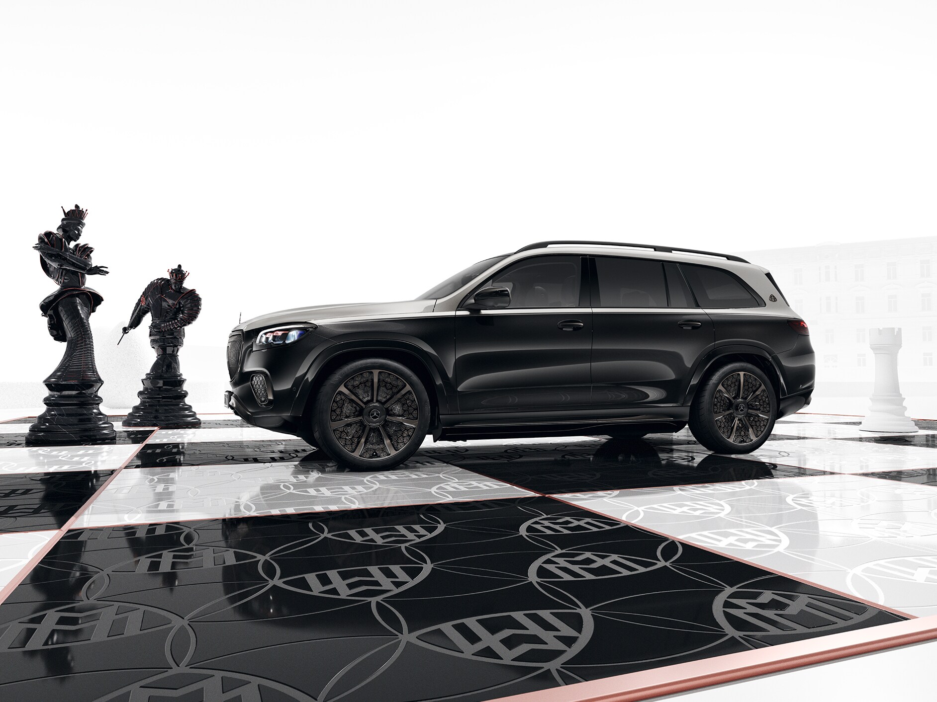 Der Mercedes-Maybach auf einem Schachbrett