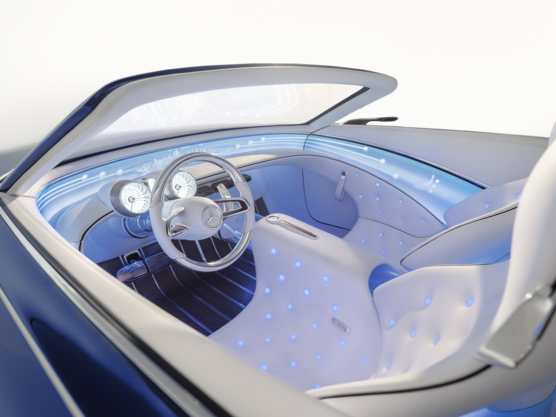 Une vision de l'intérieur d'une Mercedes-Maybach à l'avenir.