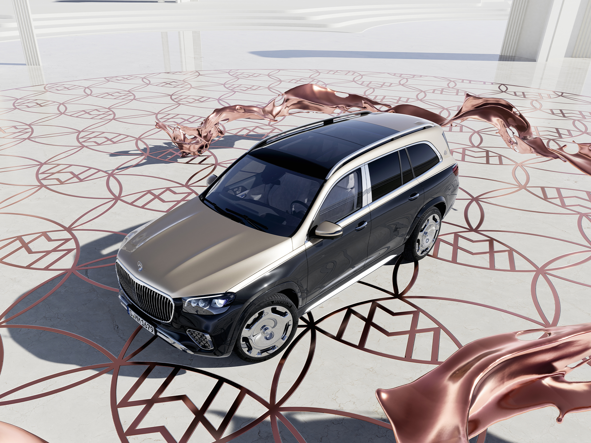 GLS SUV | Marke | Mercedes-Maybach Draufsicht auf den Mercedes-Maybach GLS SUV.
