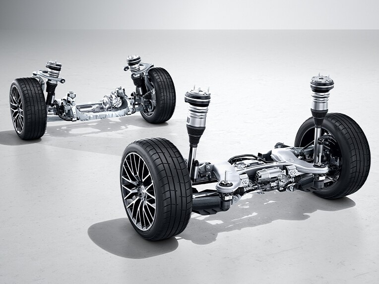 La suspension pneumatique AIRMATIC de la Mercedes-Benz Classe S Berline version longue.