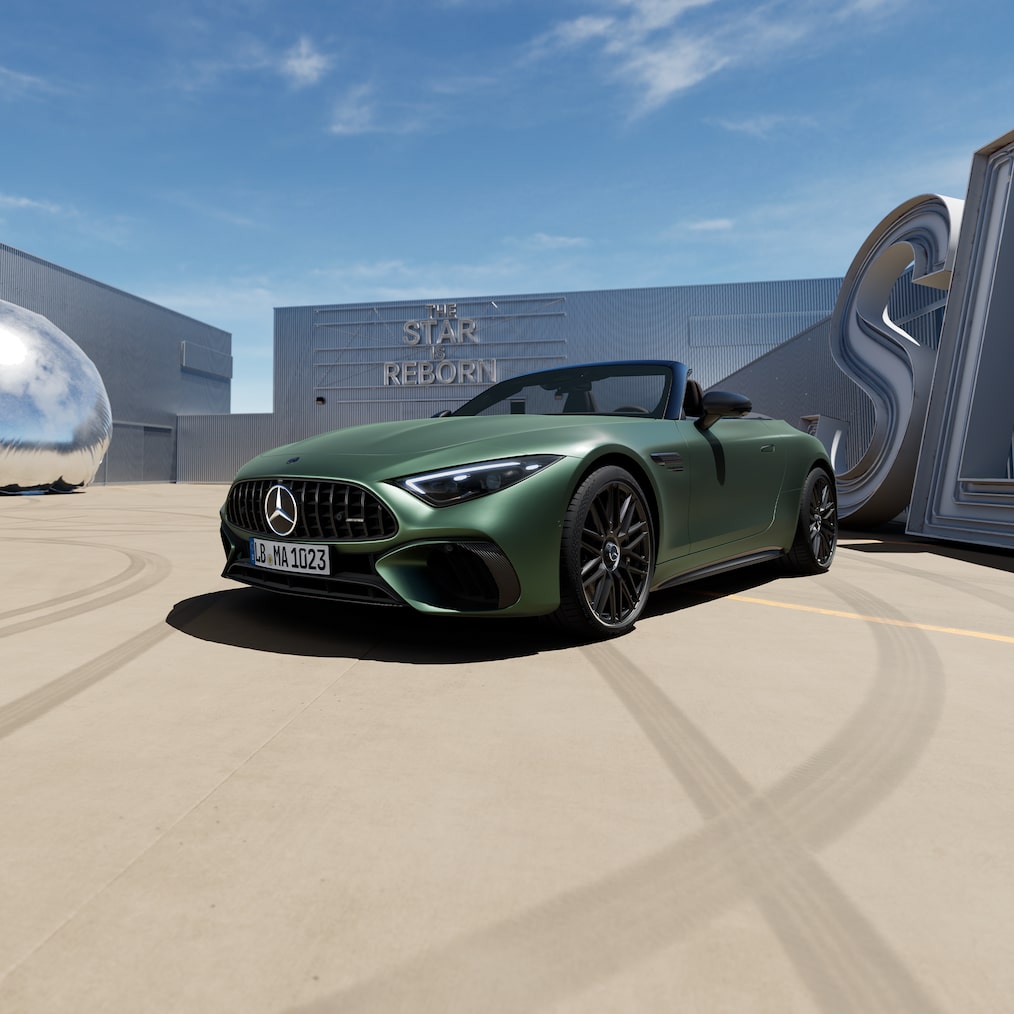 Das Exterieur des Mercedes-AMG SL Roadsters in einer seitlichen Ansicht.