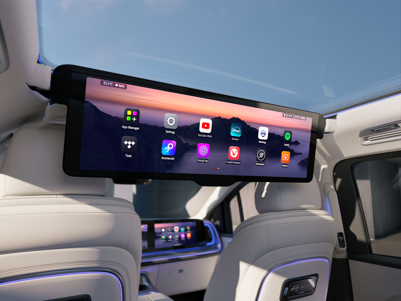 MBUX Rear Space Experience | VLE | Mercedes-Benz MBUX Rear Space Experience comporte un grand écran haute résolution extensible de 78,8 cm (31,3").