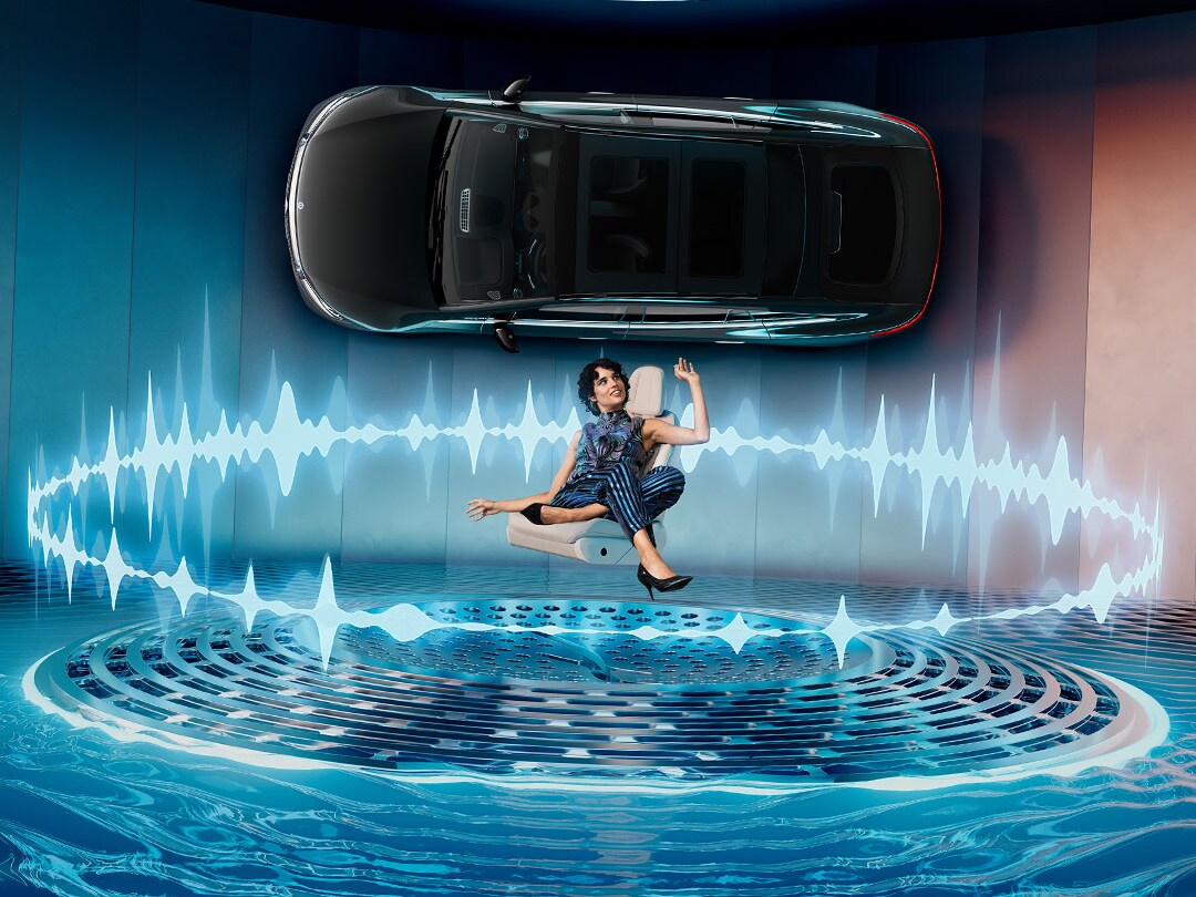 Ein elektrische Modelle von Mercedes-Benz Fahrzeug in einer Draufsicht.