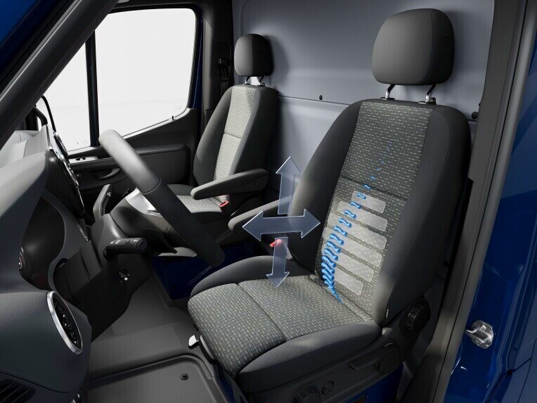 Le soutien lombaire pour les sièges conducteur et passager dans le Mercedes-Benz eSprinter fourgon.