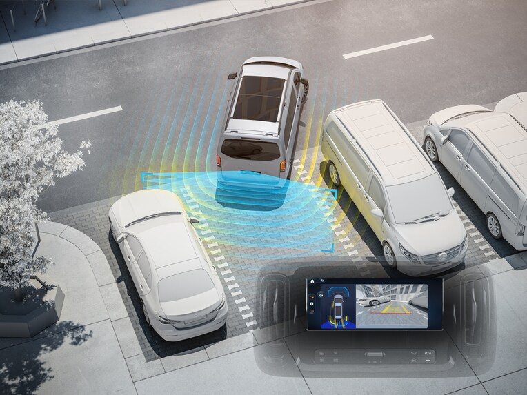 Illustration du Pack Stationnement avec caméra de recul pour le Mercedes-Benz Vito.