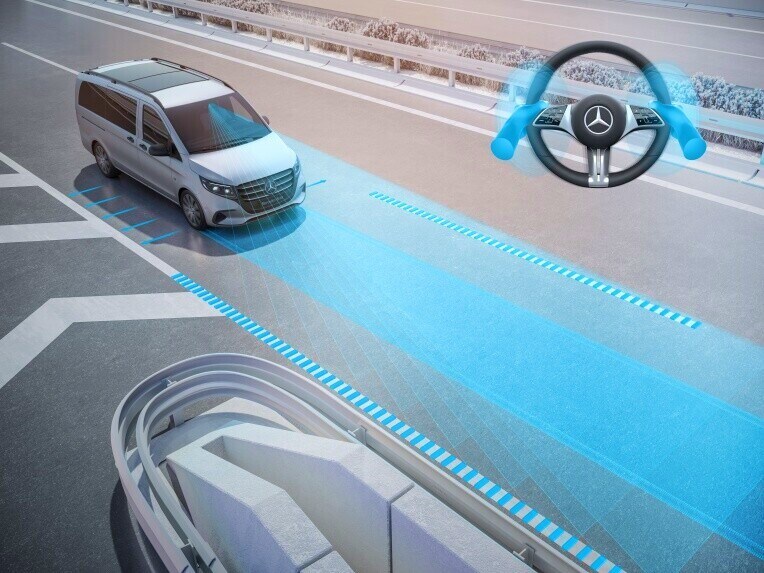 Illustration du Pack Assistance à la conduite pour le Mercedes-Benz Vito.