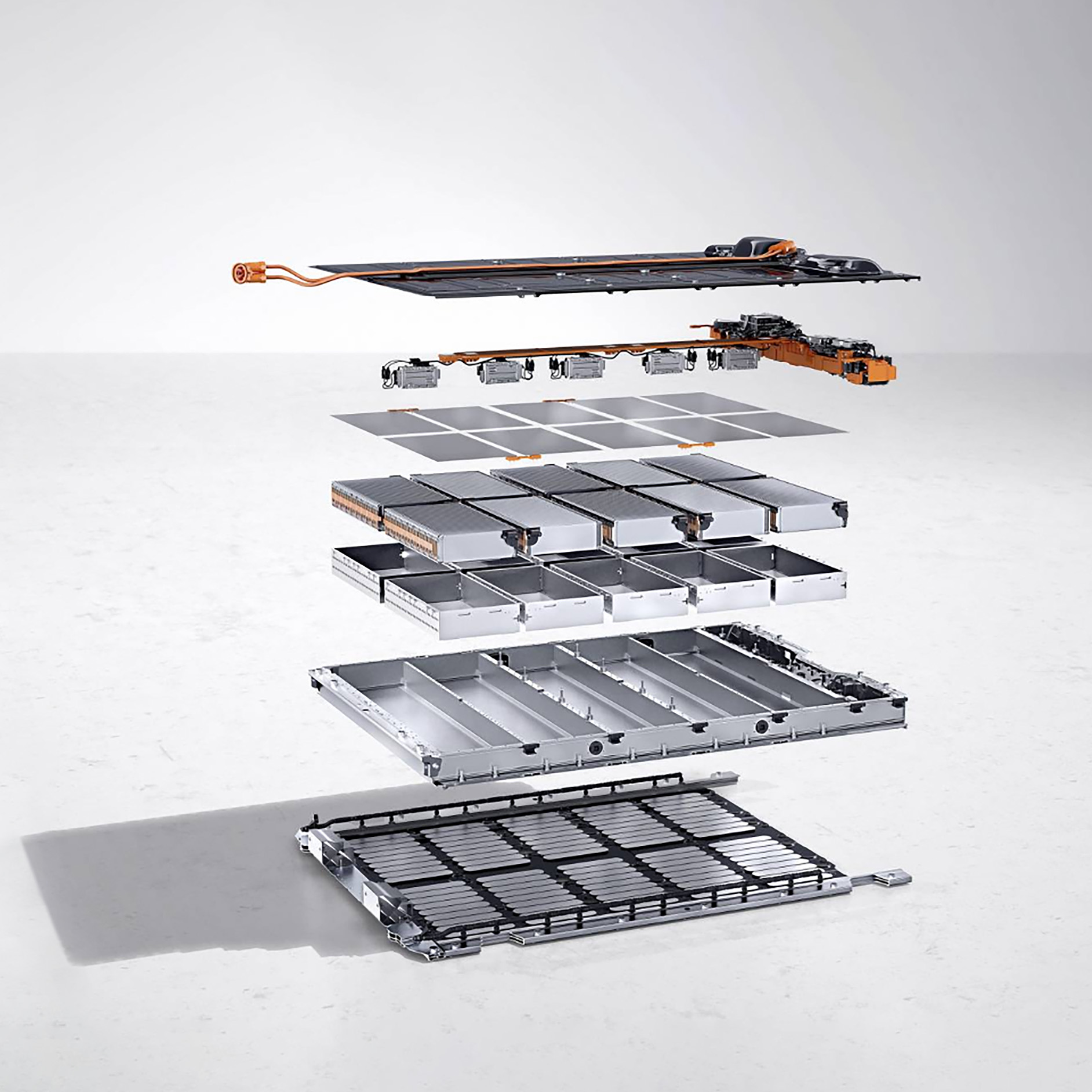 Mercedes-Benz | Services pour véhicules électriques | Certificat de batterie Une illustration d'une batterie en couches pour symboliser le service électrique.