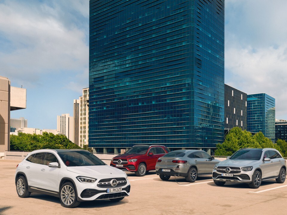 De foto toont de Mercedes-Benz Plug-in Hybrid modellen