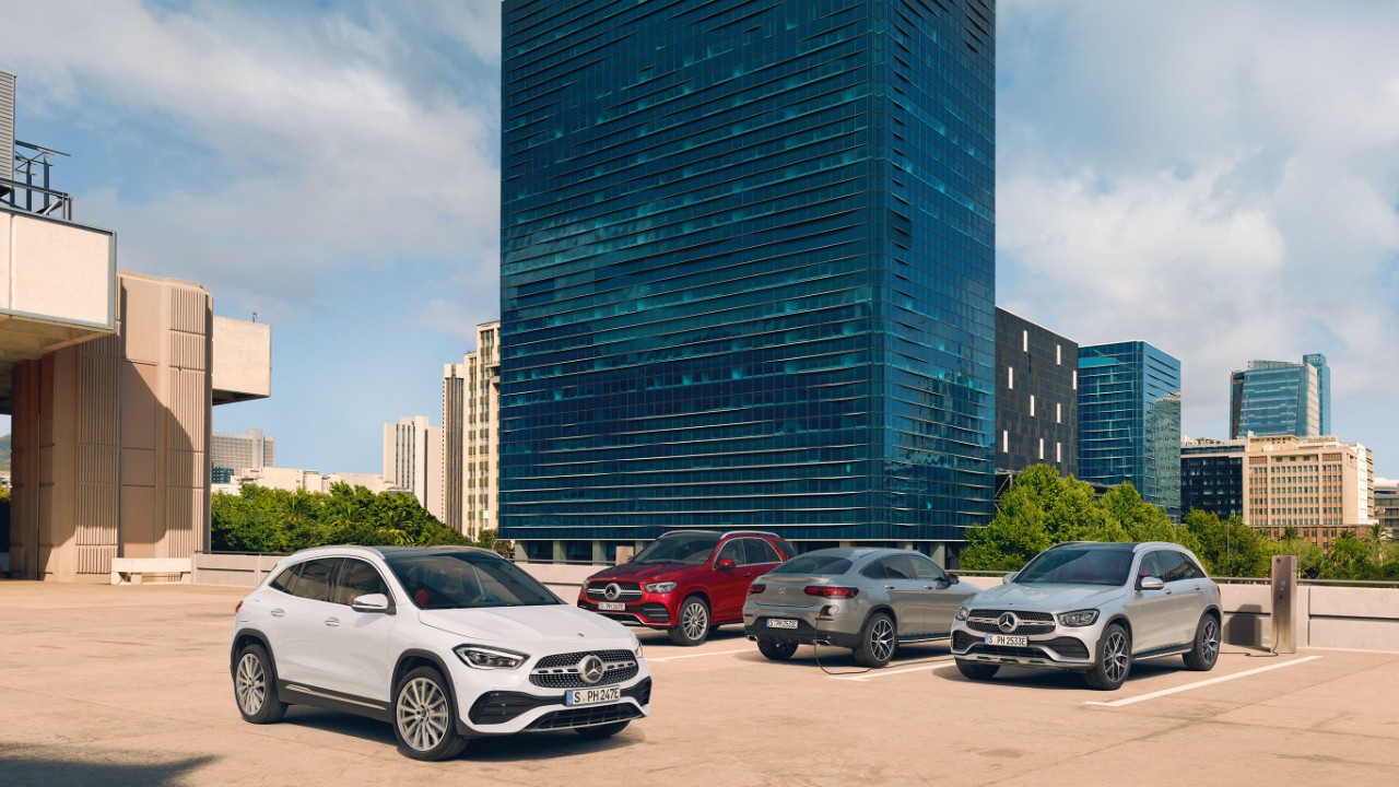 Mercedes-Benz Plug-in Hybrid. De foto toont de Mercedes-Benz Plug-in Hybrid modellen
